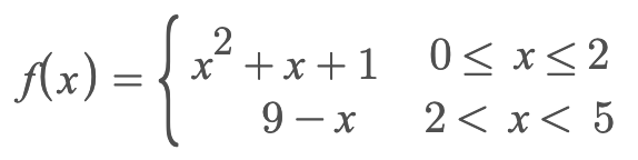 Example of a piecewise equation in mathematical notation